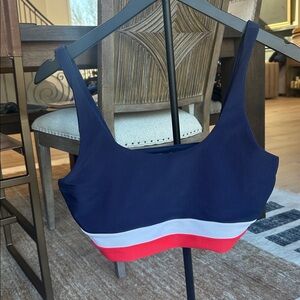 Beach Riot Limited Edition  Navy and Red Colorblock Bikini Top